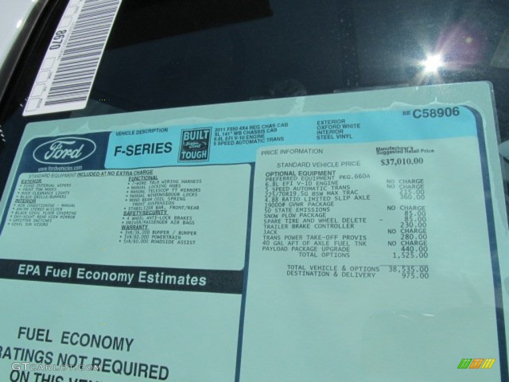 2011 Ford F550 Super Duty XL Regular Cab 4x4 Dump Truck Window Sticker Photos