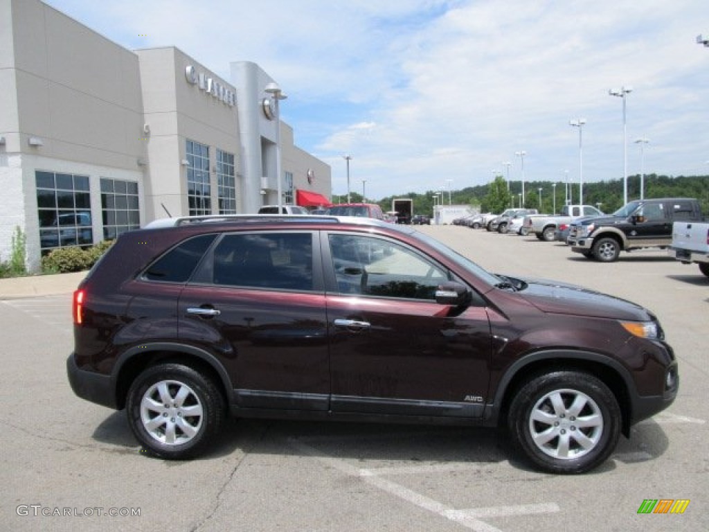 2011 Sorento LX AWD - Dark Cherry / Black photo #2