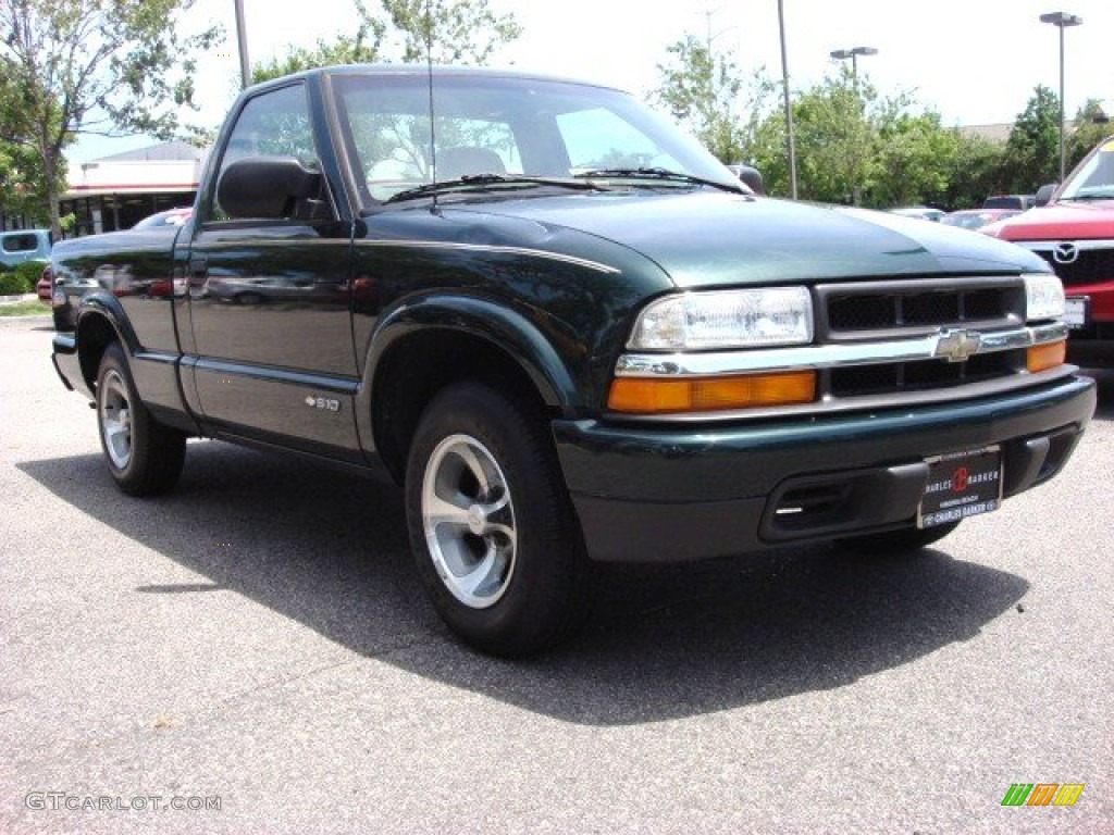 2003 S10 LS Regular Cab - Dark Green Metallic / Medium Gray photo #1