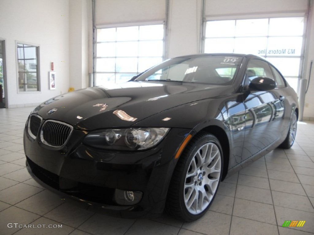 2009 3 Series 328i Coupe - Jet Black / Cream Beige Dakota Leather photo #1