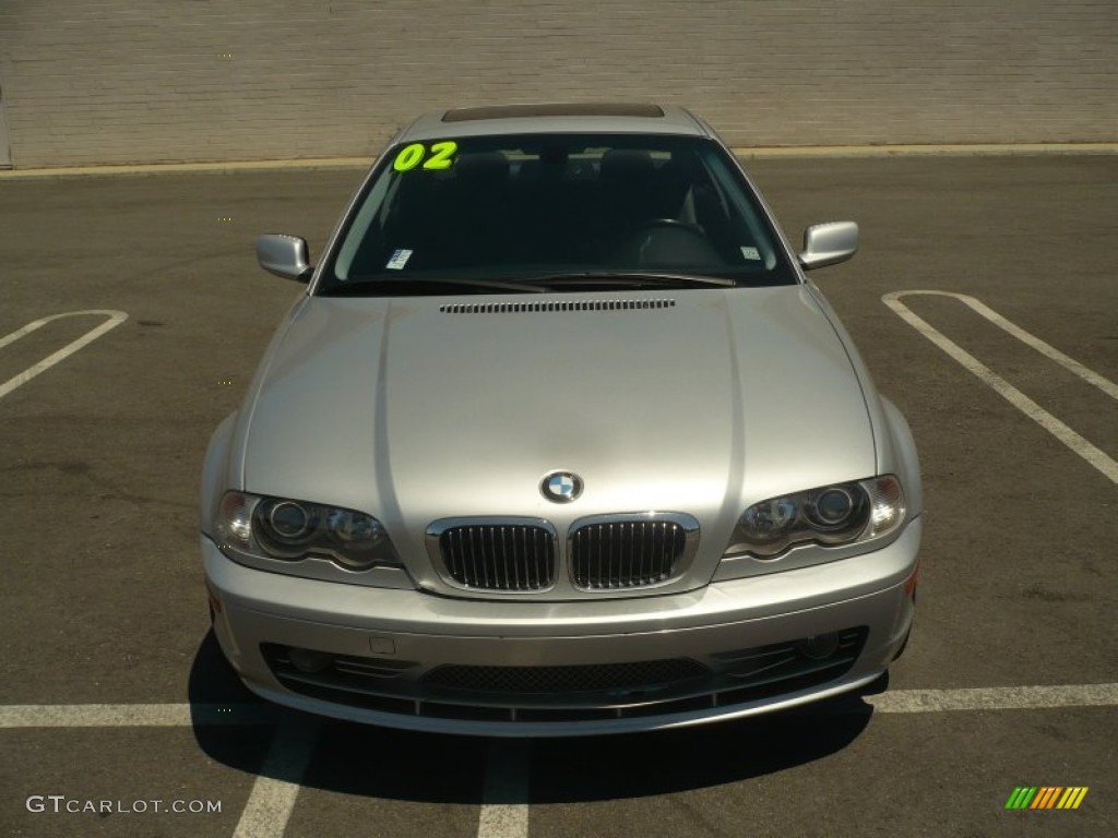 2002 3 Series 330i Coupe - Titanium Silver Metallic / Black photo #2