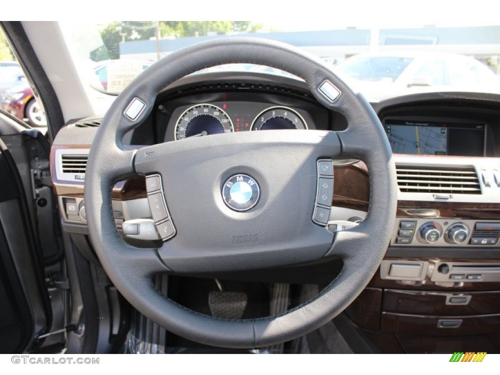 2008 BMW 7 Series 750i Sedan Black Steering Wheel Photo #51812456