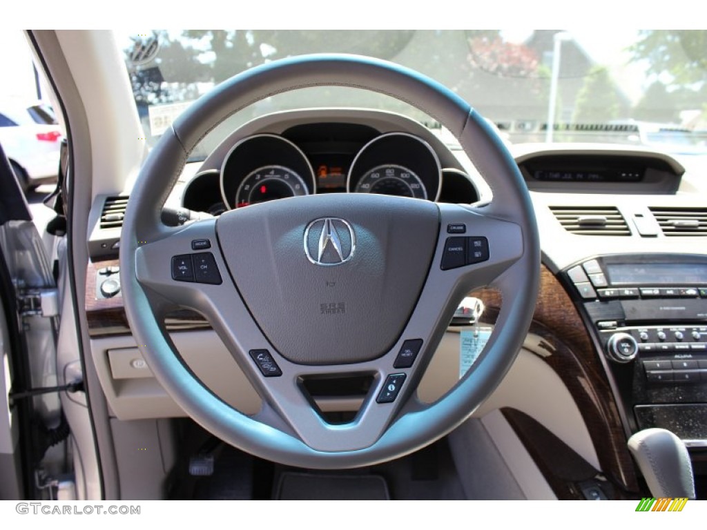 2011 Acura MDX Standard MDX Model Taupe Steering Wheel Photo #51816686
