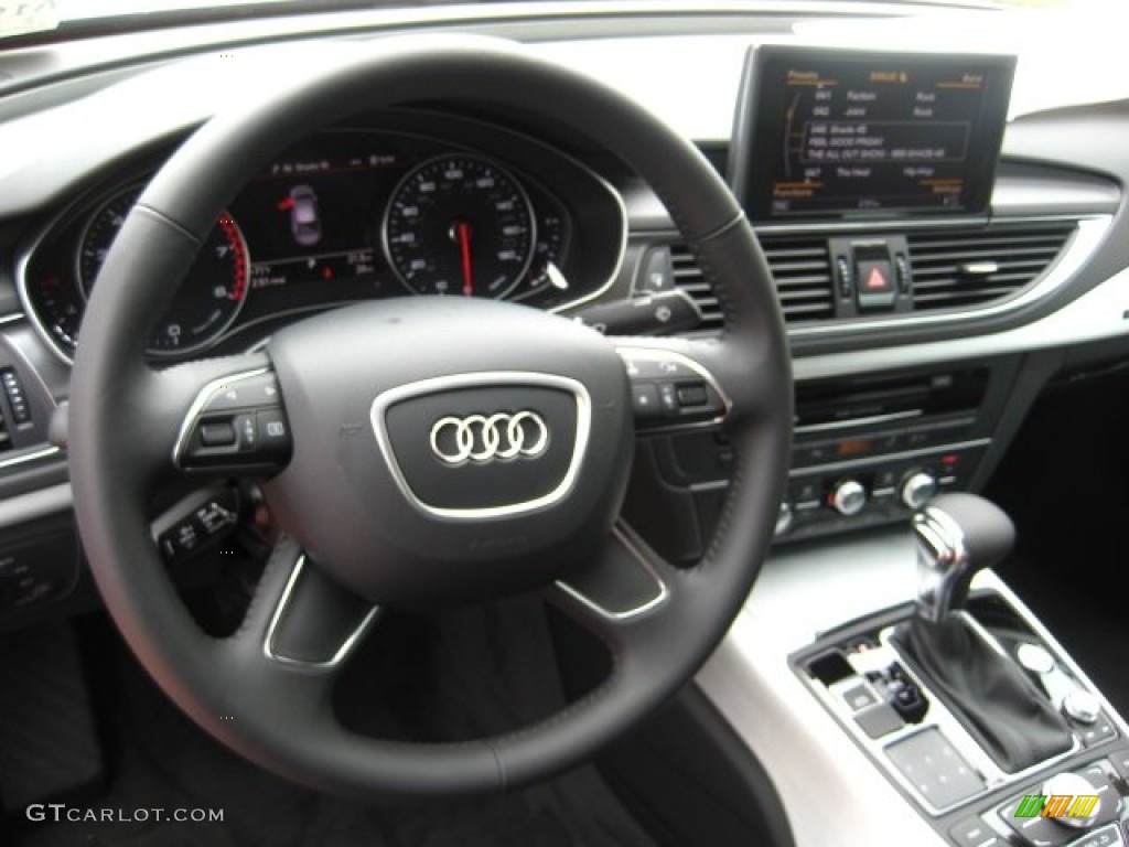 2012 Audi A7 3.0T quattro Premium Black Steering Wheel Photo #51817832