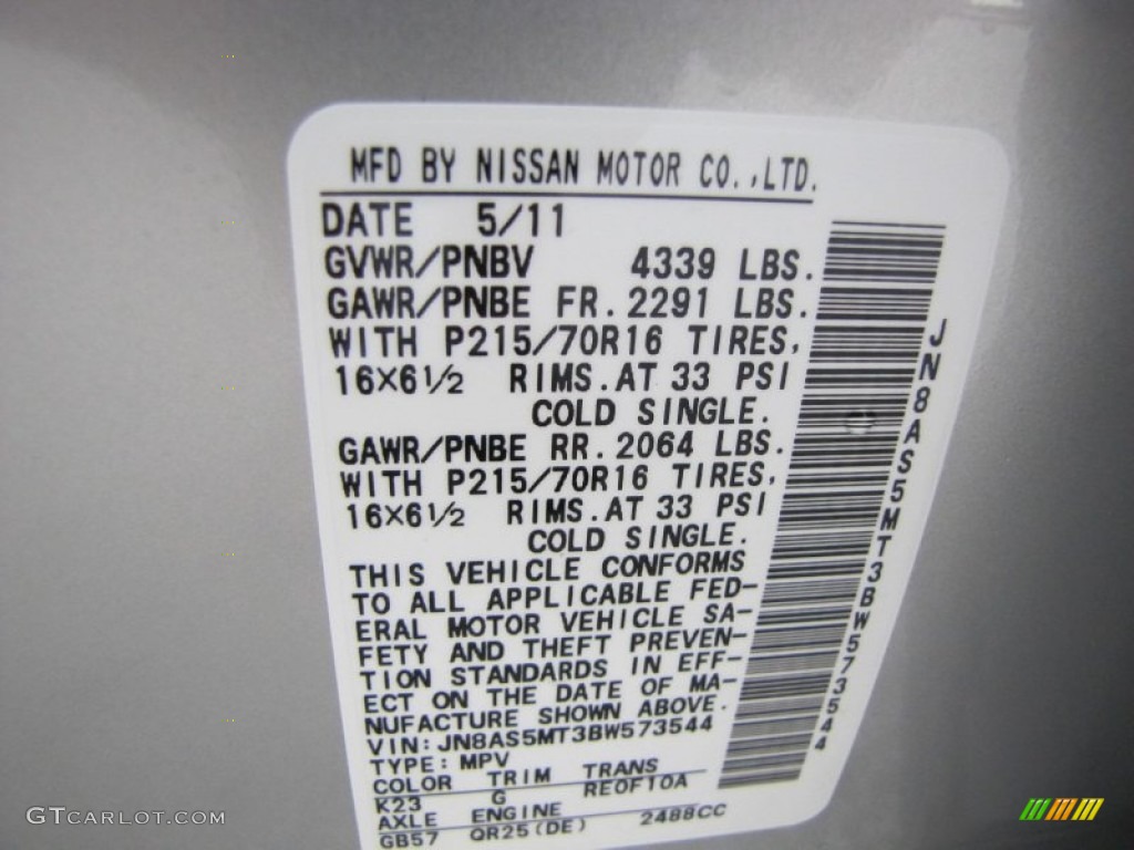 2011 Rogue S - Silver Ice Metallic / Black photo #15