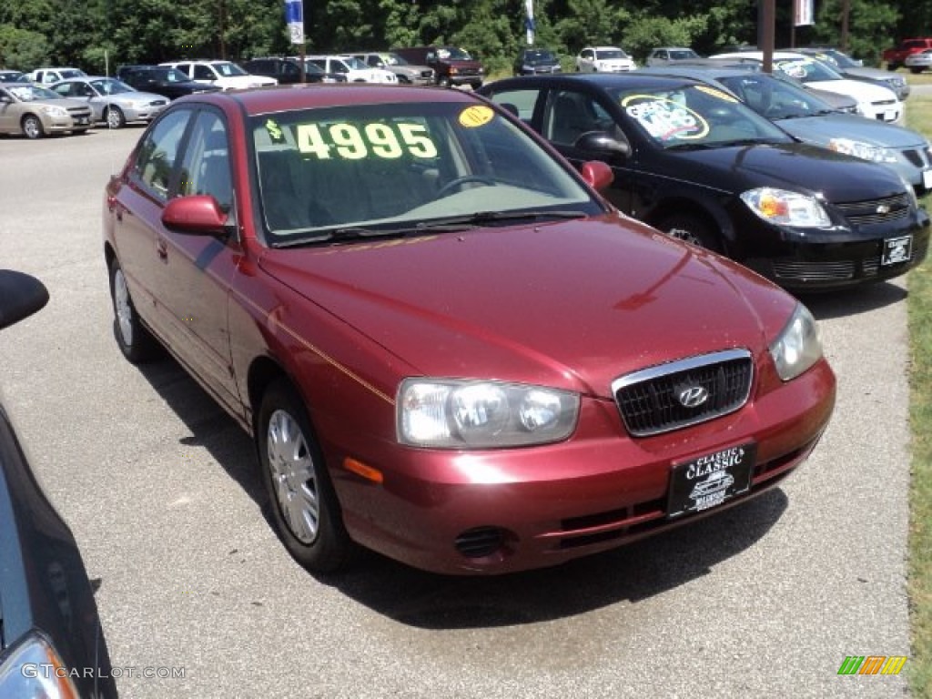 2002 Elantra GLS Sedan - Chianti Red / Gray photo #3
