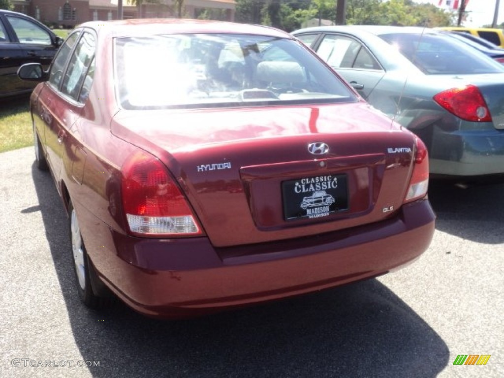 2002 Elantra GLS Sedan - Chianti Red / Gray photo #4