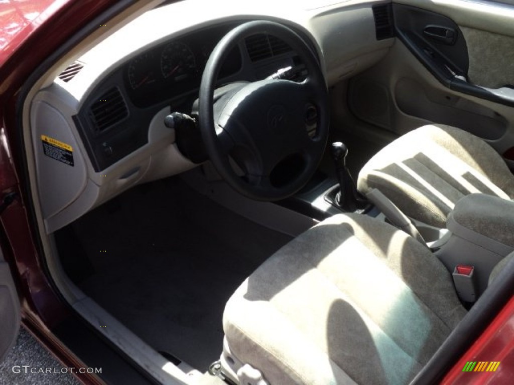 2002 Elantra GLS Sedan - Chianti Red / Gray photo #7
