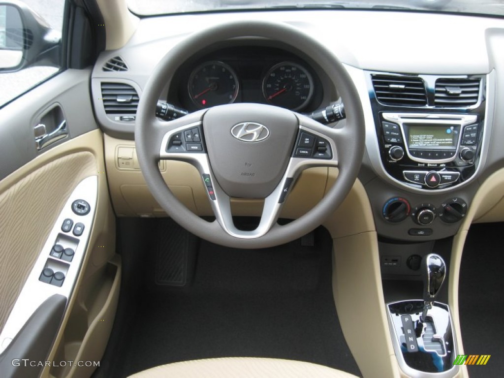 2012 Hyundai Accent GLS 4 Door Beige Dashboard Photo #51827452