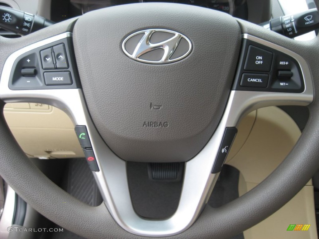 2012 Hyundai Accent GLS 4 Door Beige Steering Wheel Photo #51827524