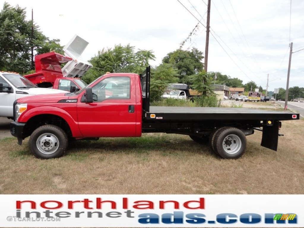 2011 F350 Super Duty XL Regular Cab 4x4 Chassis Stake Truck - Vermillion Red / Steel photo #1