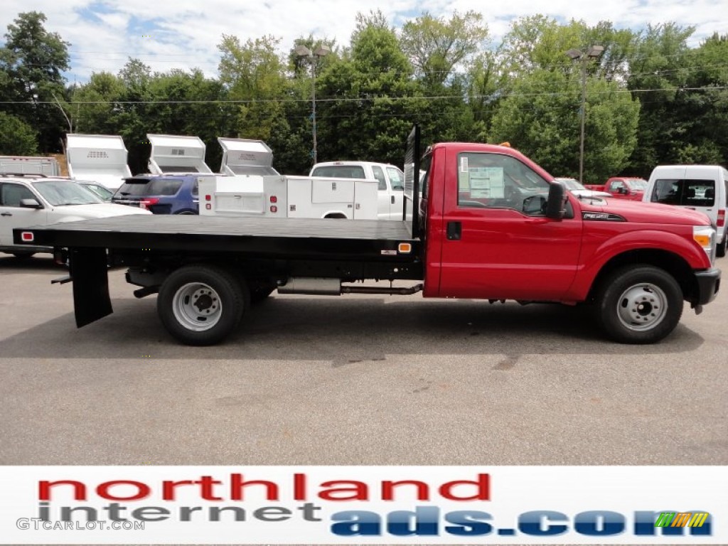 2011 F350 Super Duty XL Regular Cab Chassis Stake Truck - Vermillion Red / Steel photo #1