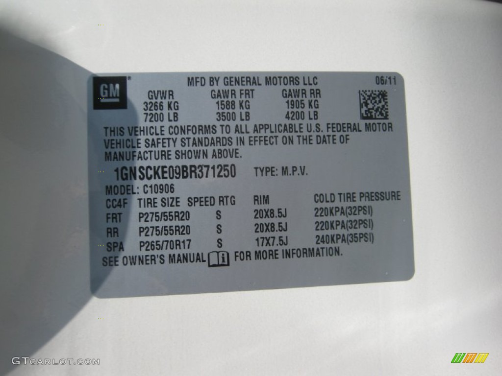 2011 Chevrolet Suburban LTZ Info Tag Photos