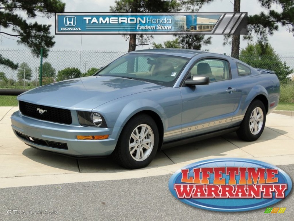 2008 Mustang V6 Deluxe Coupe - Vista Blue Metallic / Medium Parchment photo #1