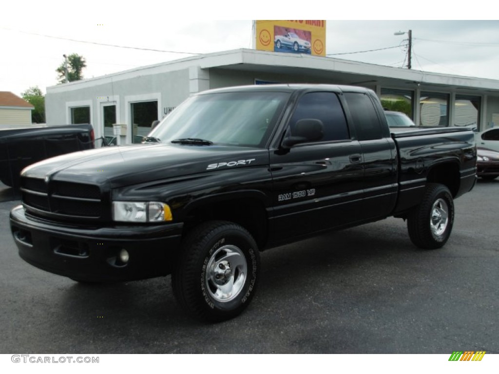 Black 1999 Dodge Ram 1500 Sport Extended Cab 4x4 Exterior Photo #51838090