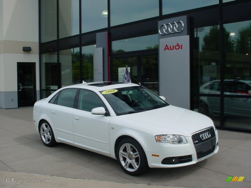 2008 A4 2.0T quattro S-Line Sedan - Ibis White / Black photo #1