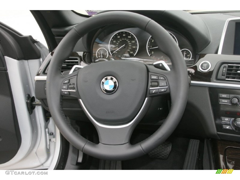 2012 BMW 6 Series 650i Convertible Black Nappa Leather Steering Wheel Photo #51843007