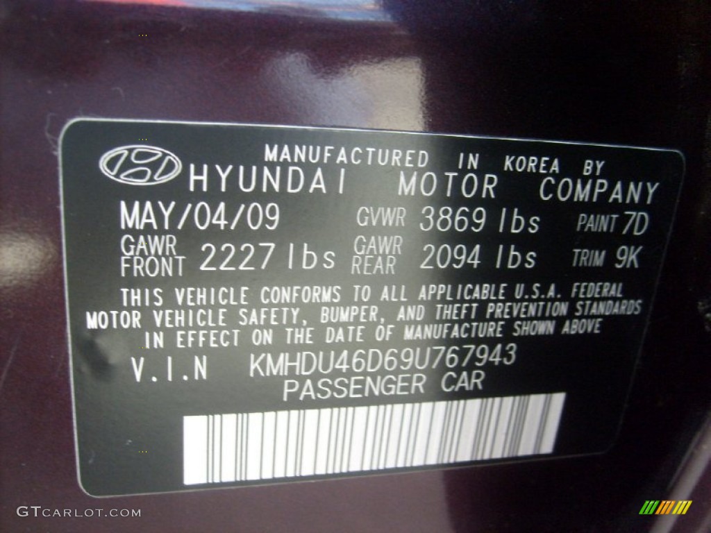 2009 Elantra GLS Sedan - Purple Rain / Beige photo #22
