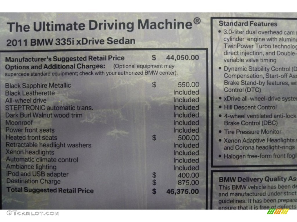 2011 3 Series 335i xDrive Sedan - Black Sapphire Metallic / Black photo #3