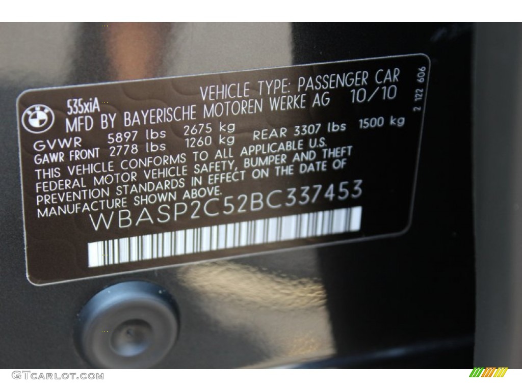 2011 5 Series 535i xDrive Gran Turismo - Dark Graphite Metallic / Venetian Beige photo #33