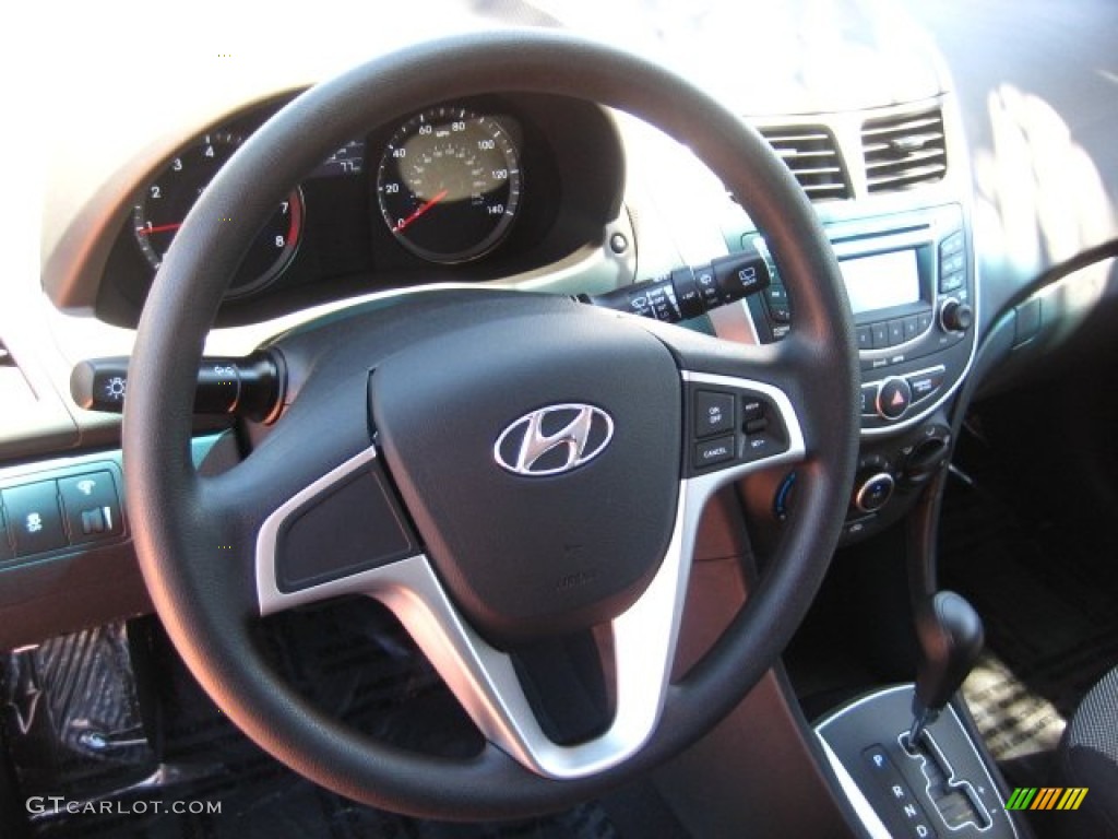 2012 Hyundai Accent GS 5 Door Black Steering Wheel Photo #51871003