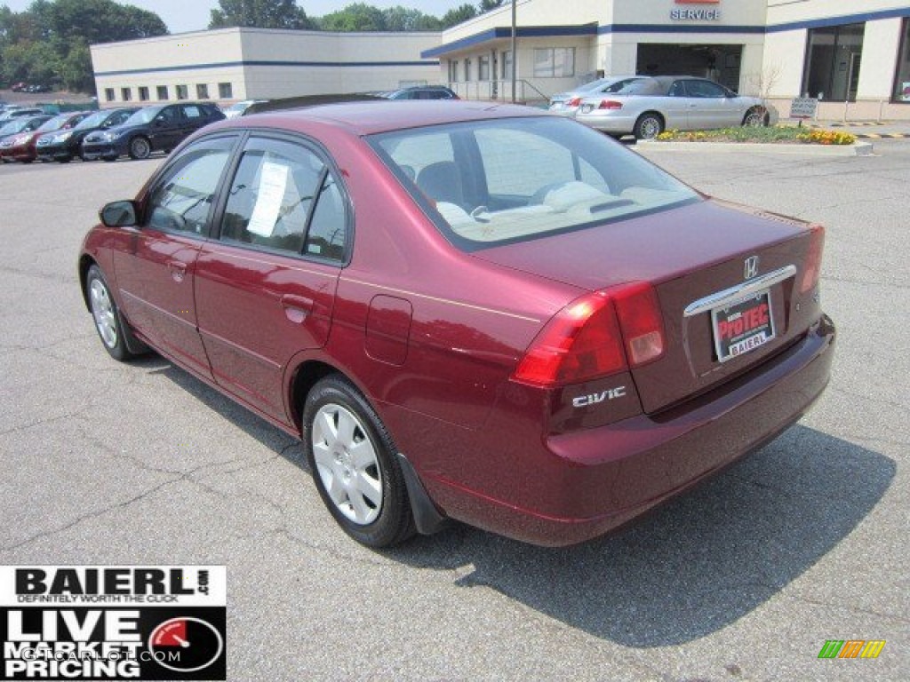 2002 Civic EX Sedan - Radiant Ruby Red Pearl / Beige photo #3