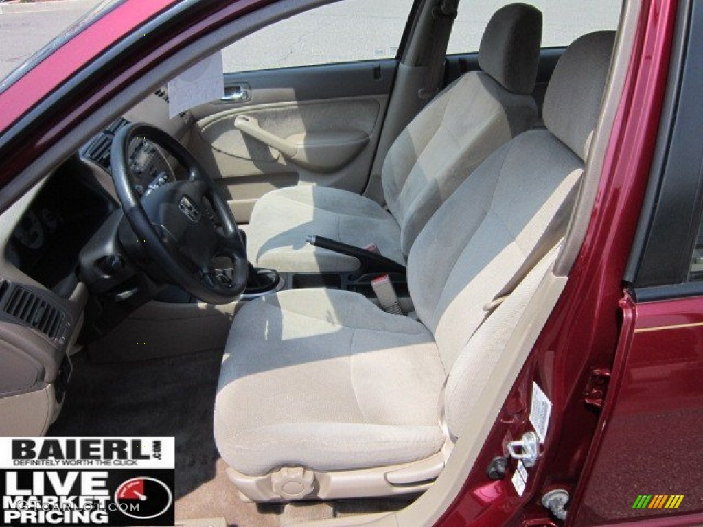 2002 Civic EX Sedan - Radiant Ruby Red Pearl / Beige photo #10