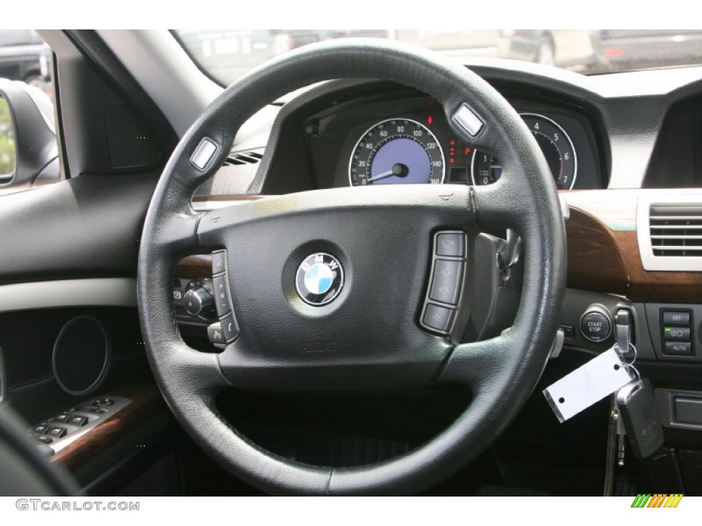 2007 BMW 7 Series 750i Sedan Black Steering Wheel Photo #51879641