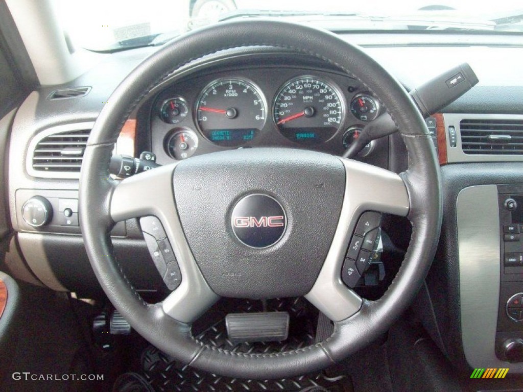 2009 GMC Sierra 1500 SLT Crew Cab 4x4 Ebony Steering Wheel Photo #51887237