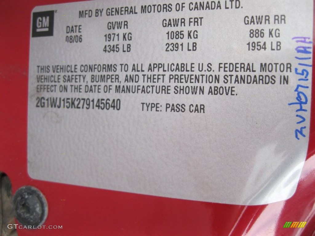 2007 Chevrolet Monte Carlo LS Info Tag Photos