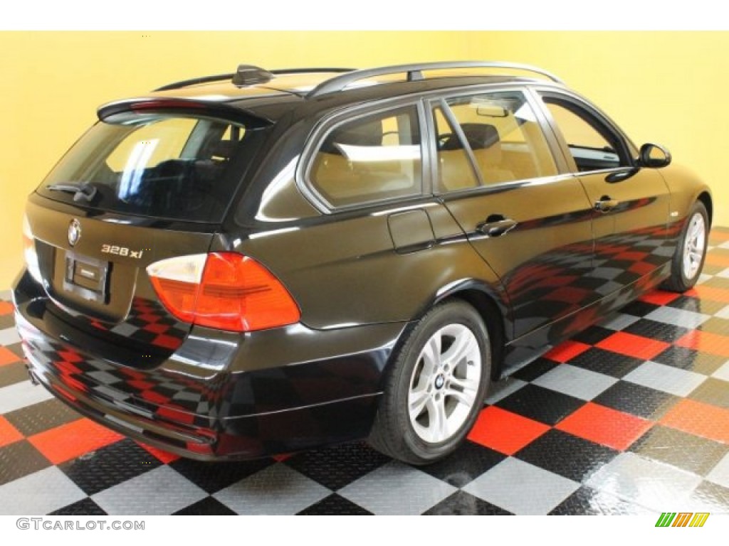2008 3 Series 328xi Wagon - Black Sapphire Metallic / Terra Dakota Leather photo #4