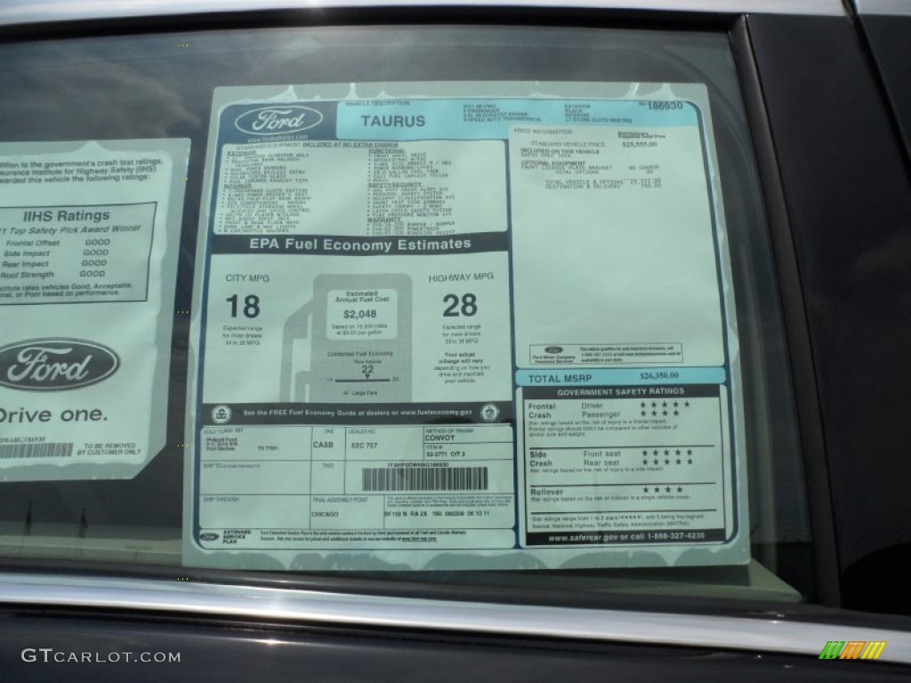 2011 Ford Taurus SE Window Sticker Photos