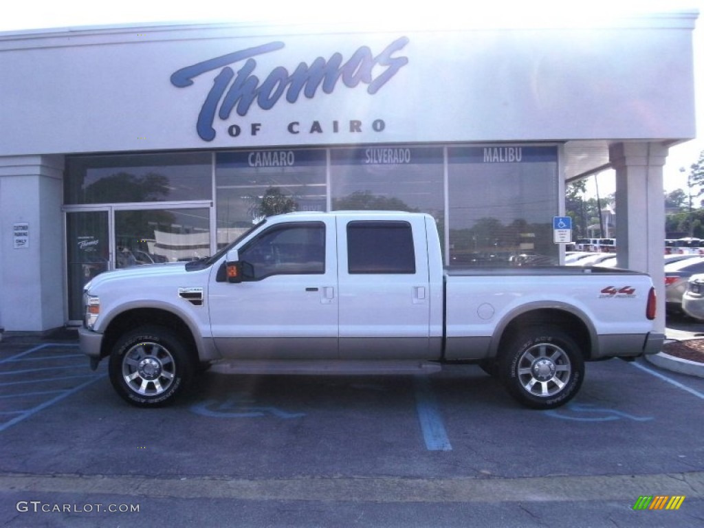 2008 F250 Super Duty King Ranch Crew Cab 4x4 - Oxford White / Camel/Chaparral Leather photo #1
