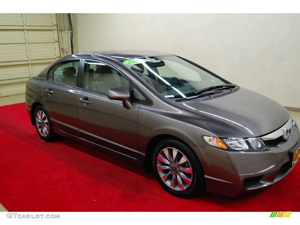 2009 Civic EX Sedan - Urban Titanium Metallic / Beige photo #1