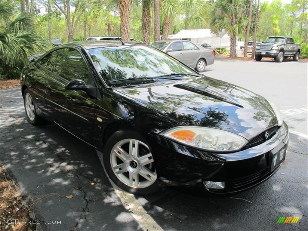 2002 Cougar V6 Coupe - Black / Dark Graphite photo #1