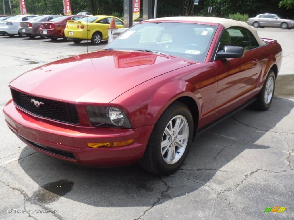 2007 Mustang V6 Deluxe Convertible - Redfire Metallic / Medium Parchment photo #2