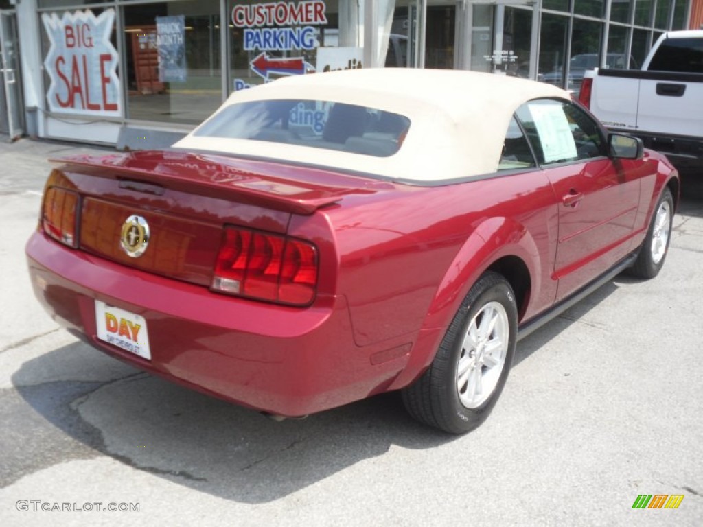 2007 Mustang V6 Deluxe Convertible - Redfire Metallic / Medium Parchment photo #4