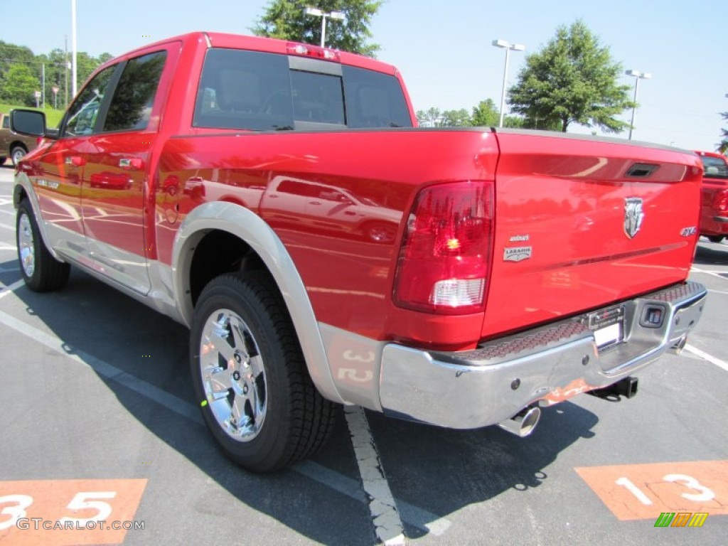 2011 Ram 1500 Laramie Crew Cab 4x4 - Flame Red / Dark Slate Gray/Medium Graystone photo #2