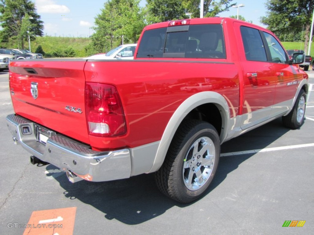 2011 Ram 1500 Laramie Crew Cab 4x4 - Flame Red / Dark Slate Gray/Medium Graystone photo #3