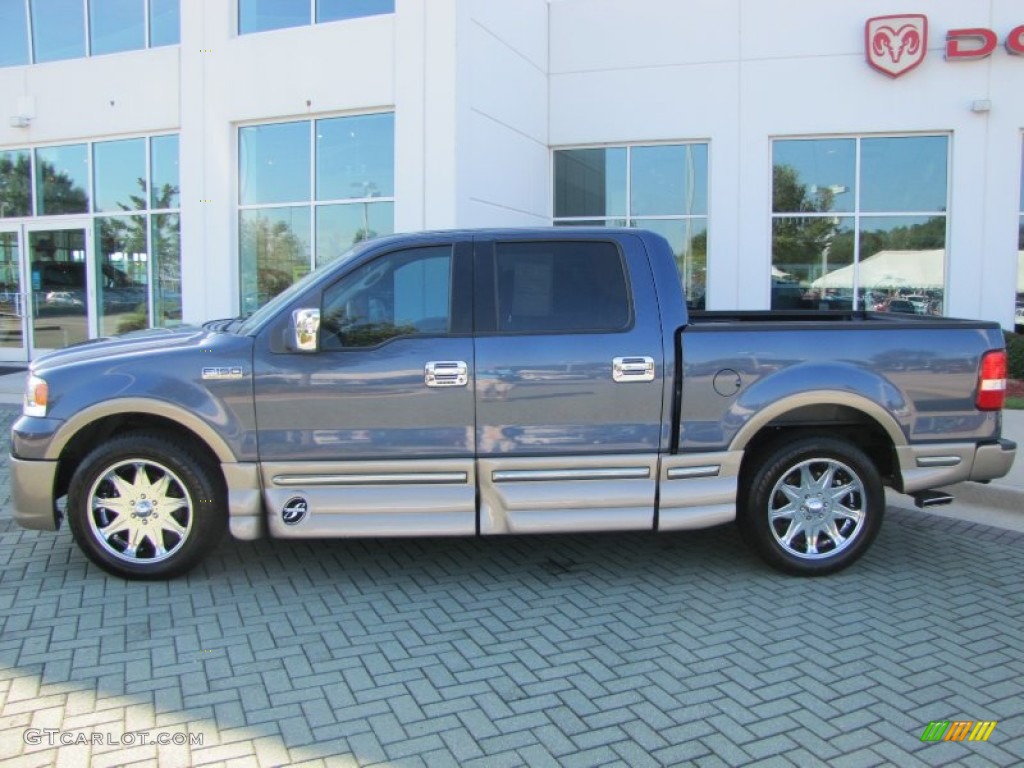 2006 F150 Lariat SuperCrew - Medium Wedgewood Blue Metallic / Tan photo #2