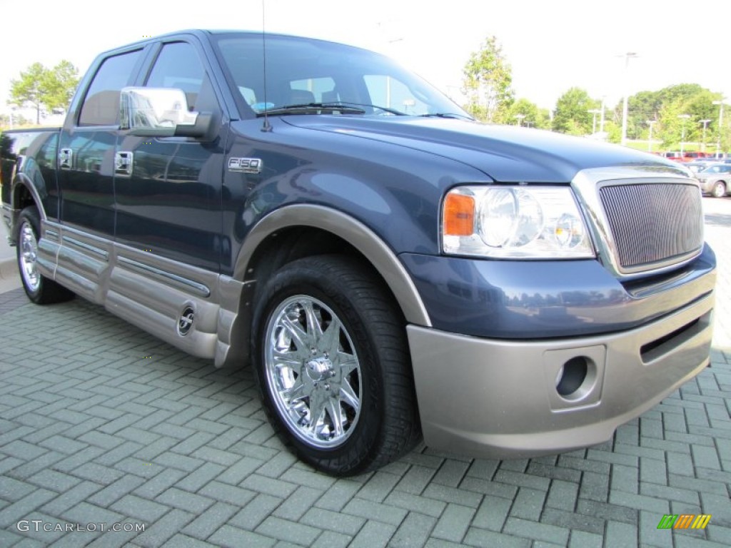 2006 F150 Lariat SuperCrew - Medium Wedgewood Blue Metallic / Tan photo #7