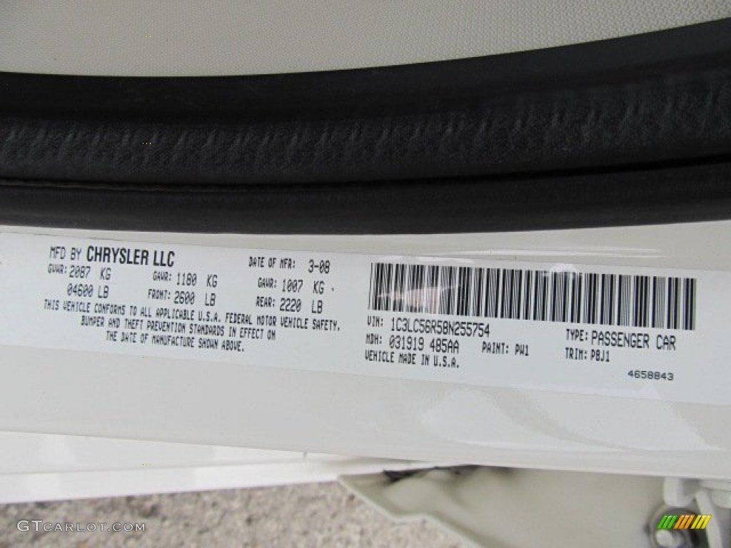 2008 Chrysler Sebring Touring Sedan Info Tag Photos