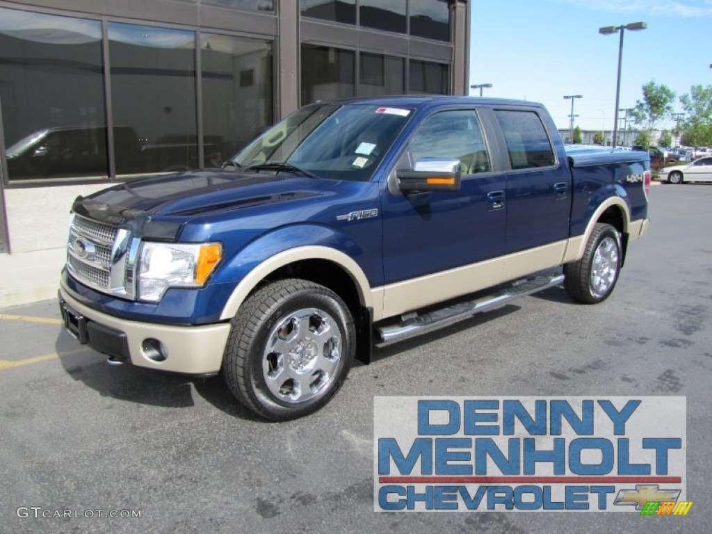 2009 F150 Lariat SuperCrew 4x4 - Dark Blue Pearl Metallic / Camel/Tan photo #1