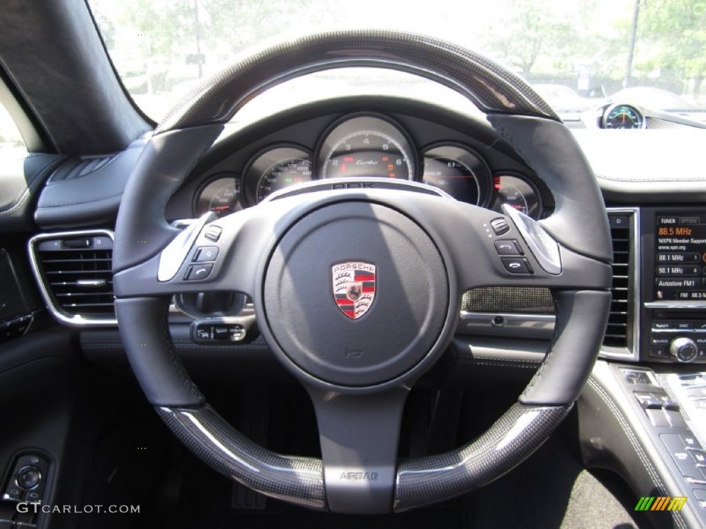 2011 Porsche Panamera Turbo Black Steering Wheel Photo #51928680