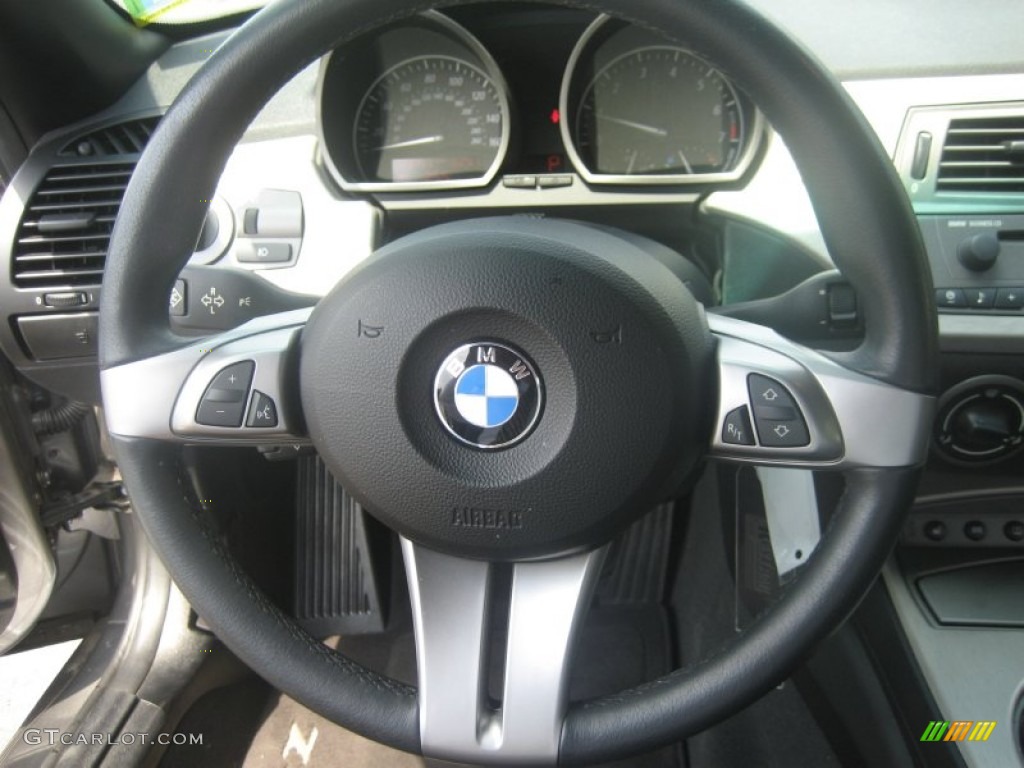 2004 BMW Z4 3.0i Roadster Black Steering Wheel Photo #51929085