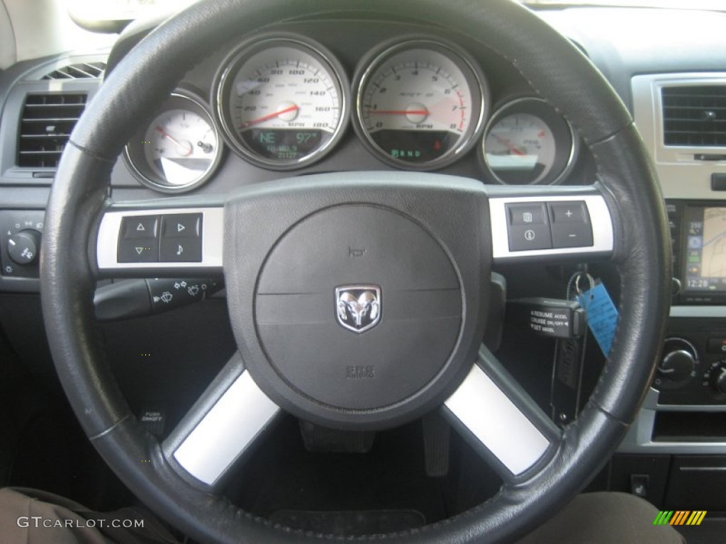 2010 Dodge Charger SRT8 Dark Slate Gray Steering Wheel Photo #51929421