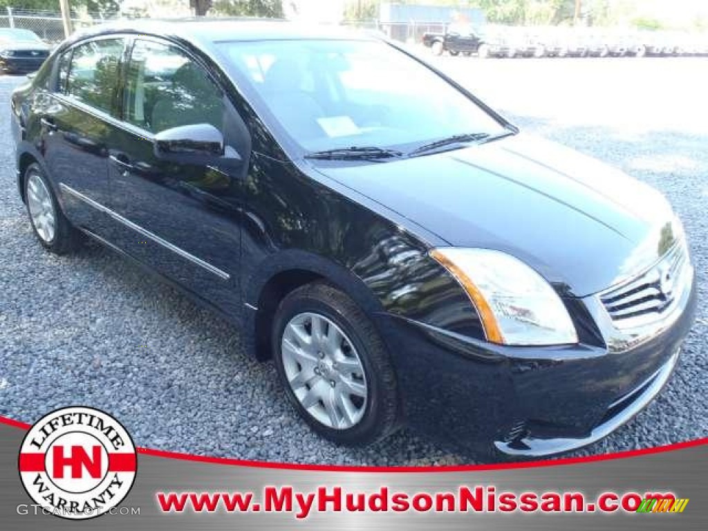 2012 Sentra 2.0 S - Super Black / Beige photo #1