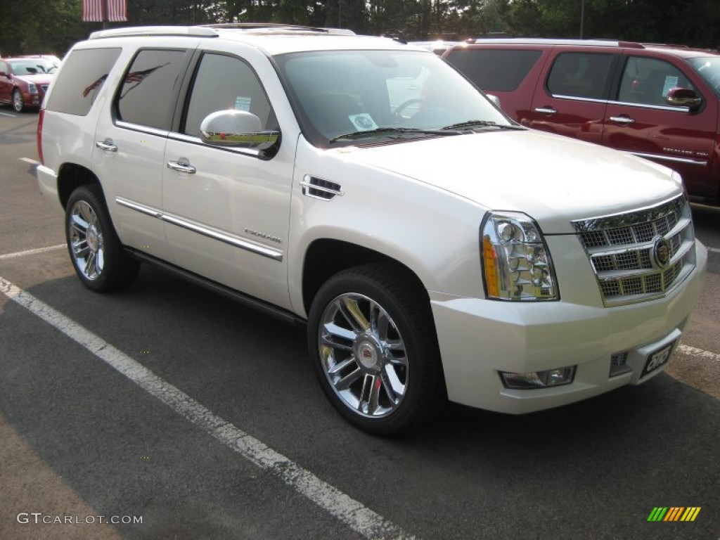 2011 Escalade Platinum AWD - White Diamond Tricoat / Cocoa/Light Linen Tehama Leather photo #1