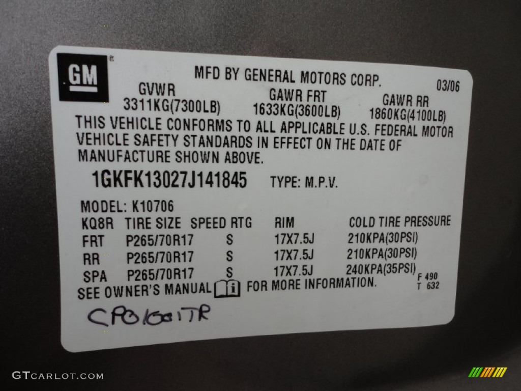 2007 GMC Yukon SLT 4x4 Info Tag Photos