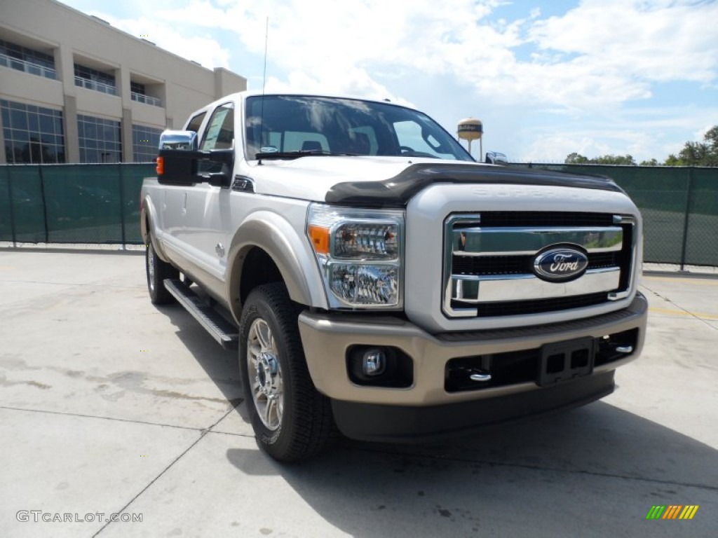 2011 F250 Super Duty King Ranch Crew Cab 4x4 - White Platinum Metallic Tri-Coat / Chaparral Leather photo #1